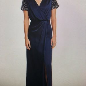 Aidan Mattox Embellished faux wrap evening gown